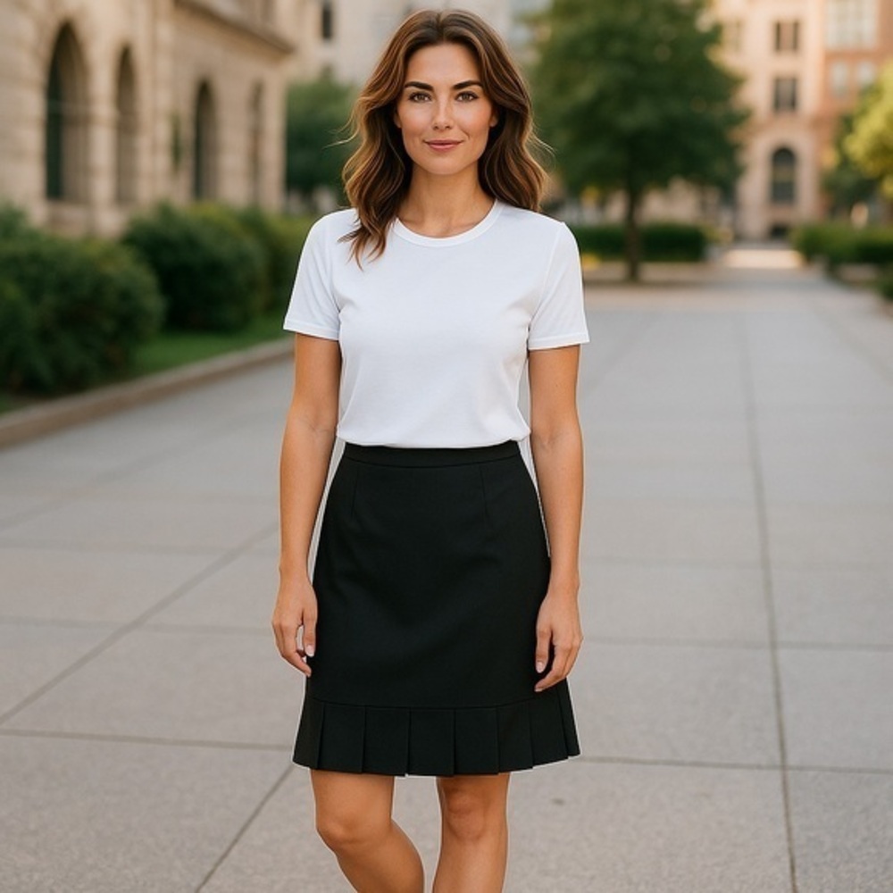 ALEX MARIE Black Pleated Skirt- fully lined.